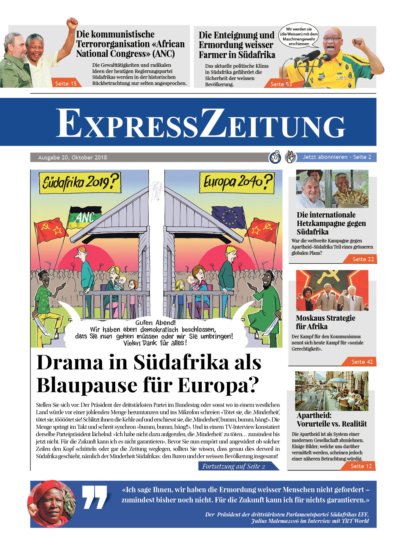 Ausgabe 20: Drama in Südafrika als Blaupause für Europa?